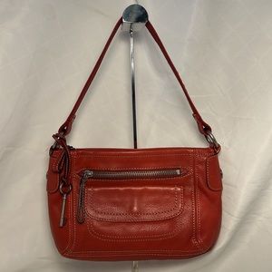 Fossil Red Leather baguette bag